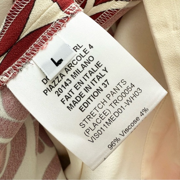 La DoubleJ Medallion Placée Stretch Pants Cream Envers Satin Sz L NWT - Picture 9 of 12